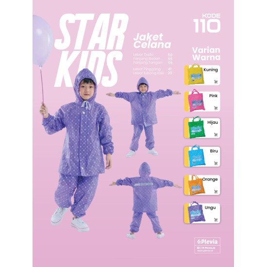 JAS HUJAN PLEVIA 110 STAR KIDS GREEN