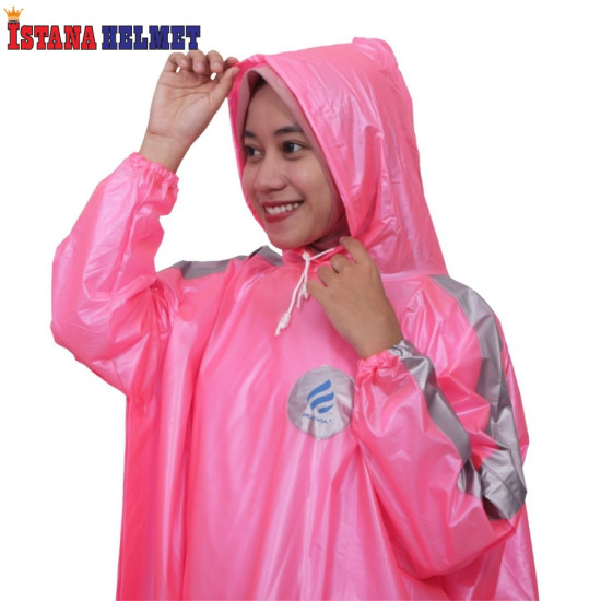 JAS HUJAN PLEVIA 735 PONCHO+CELANA PINK