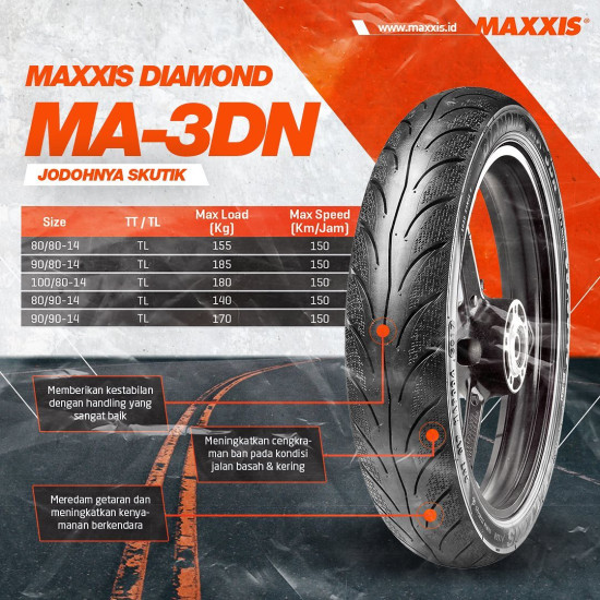 BAN MAXXIS DIAMOND 100/80-14 MA 3DN