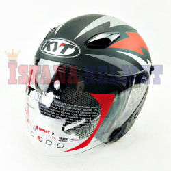 KYT DJ MAXI # BLACK MT/RD FL (L)