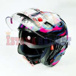 KYT GALAXY FLAT R # FLAME BK/FUXIA (L)