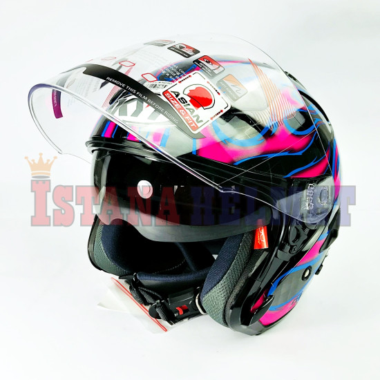 KYT GALAXY FLAT R # FLAME BK/FUXIA (XL)