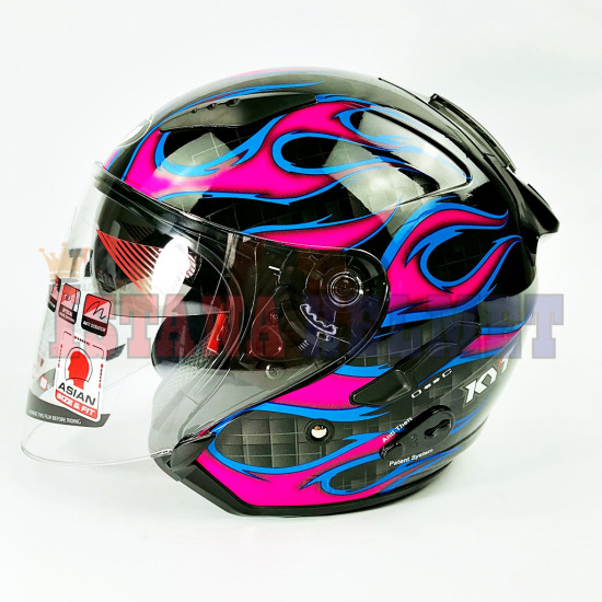 KYT GALAXY FLAT R # FLAME BK/FUXIA (XL)